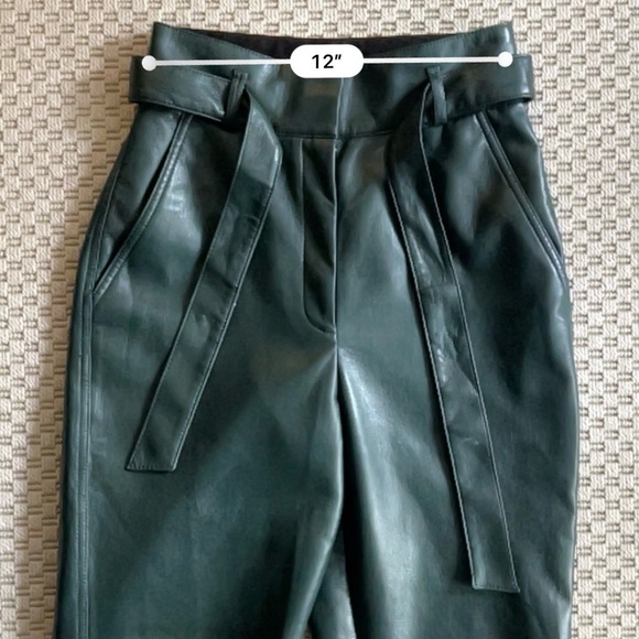 Aritzia Babaton Belted Tie-front Vegan Leather Pants - Dark Green - Size 0 - Picture 9 of 11
